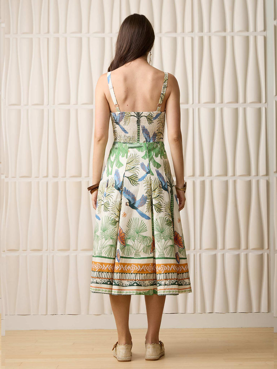 bird print midi dress Sao Paulo Midi Dress Paradise Bird / L