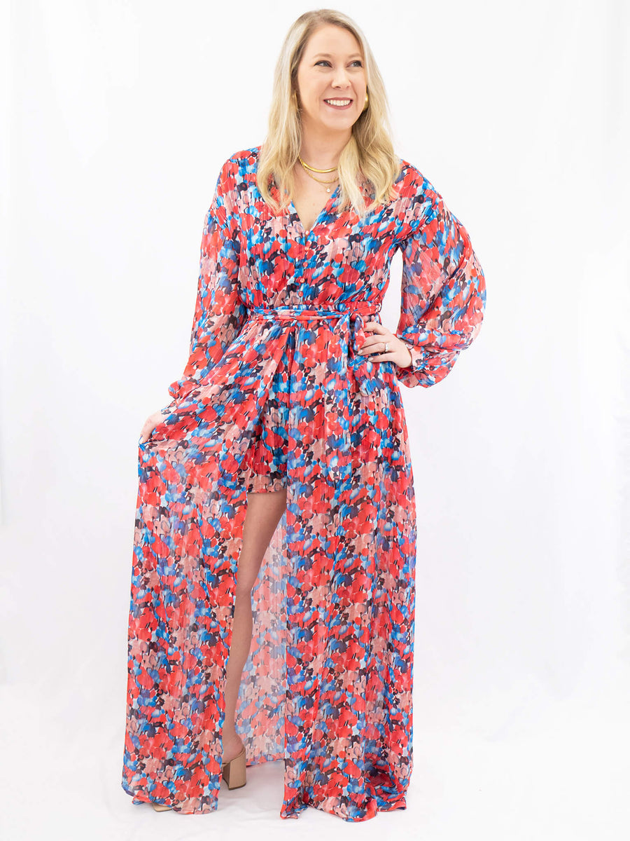 maxi romper dress Floral Maxi Romper Dress