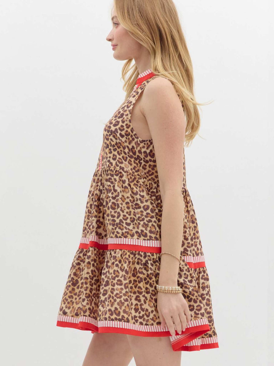 Entro - Leopard Accent Collared Mini Dress main image 0