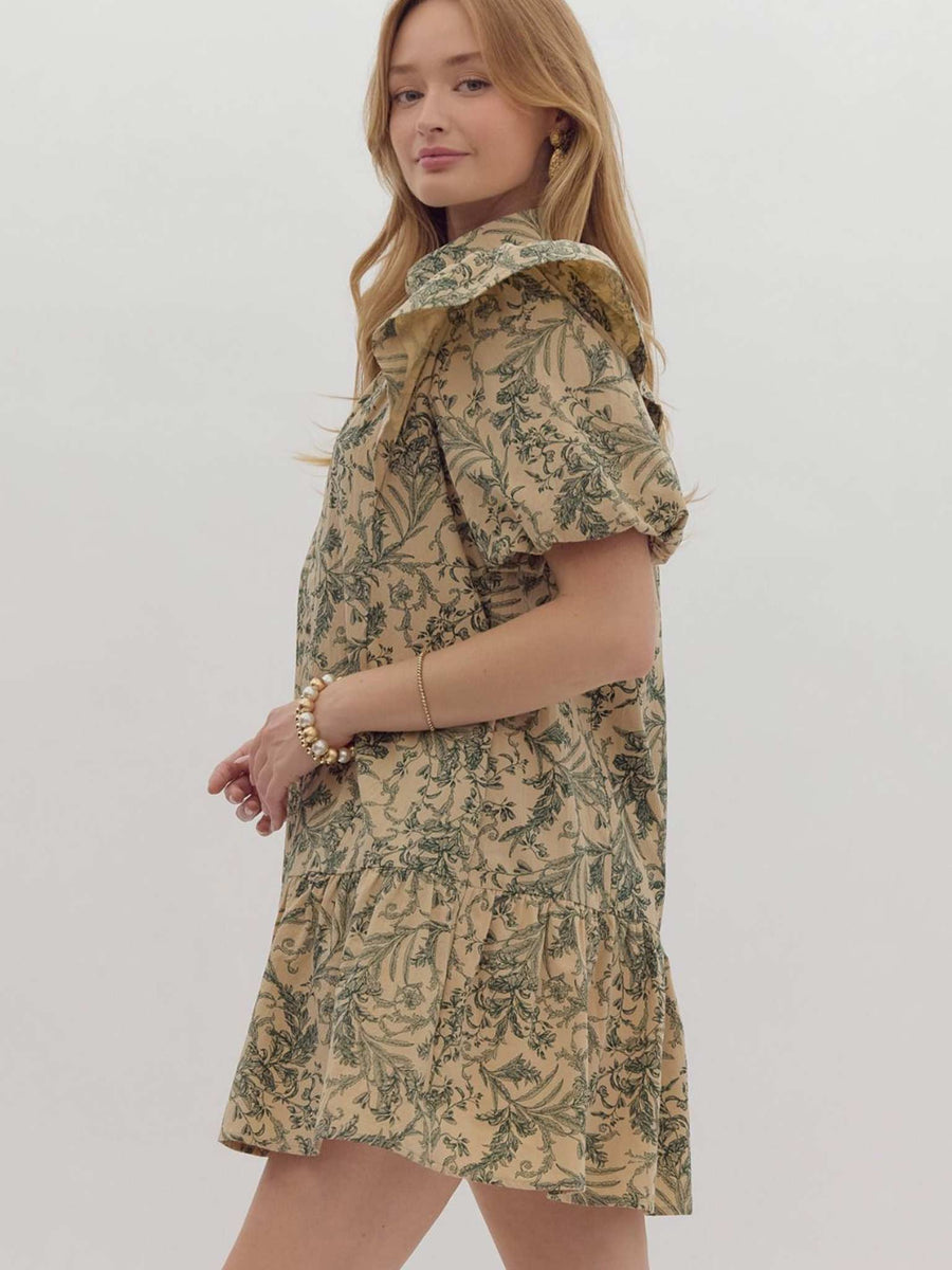 green emerald velvet dress Entro Green Floral Stripe Midi Dress  8.28 Boutique