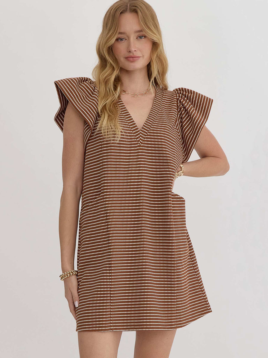 Textured Flutter Sleeve Dress