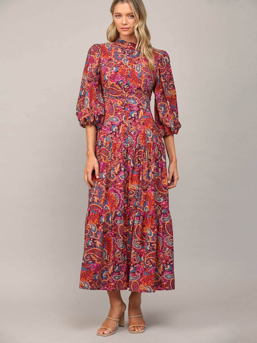Plum Perfection Button-Down Midi Dress