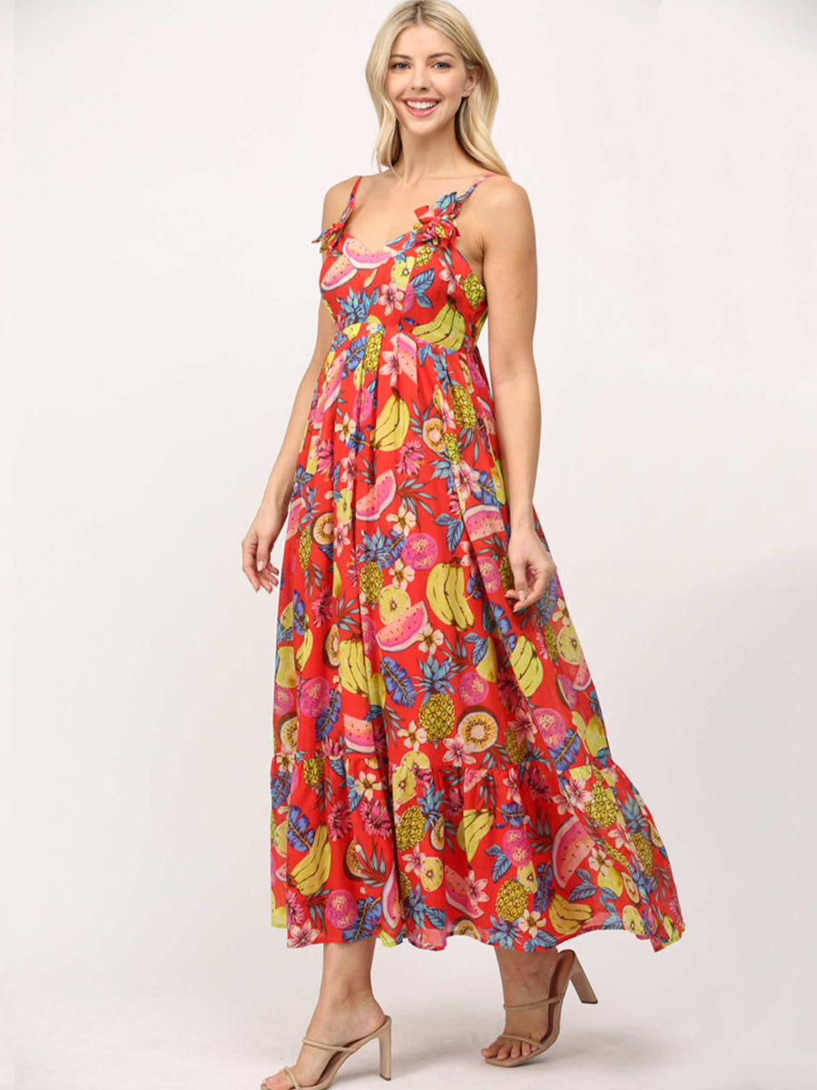 Fruit Motif Voile Maxi Dress | Fate by LFD S