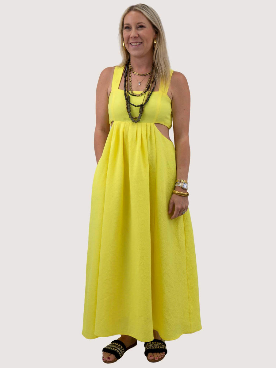 yellow cut out midi dress Scoop Women's Eyelet Cutout Cotton Midi Dress, Sizes 0-18