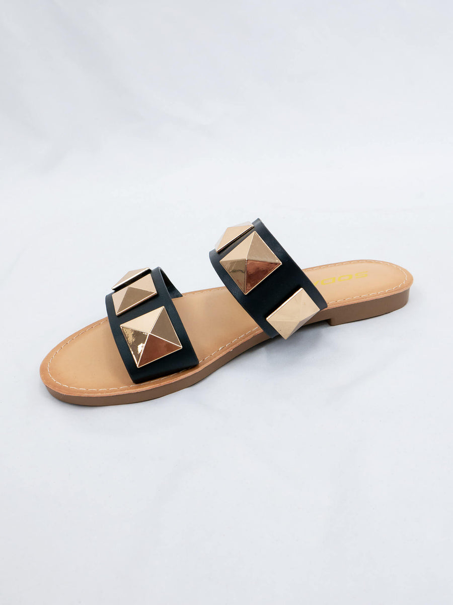 Sculpta Deep Burgundy Gold Slides main image 1