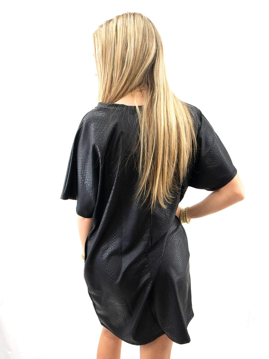 Faux Leather Black Snakeskin Dress S