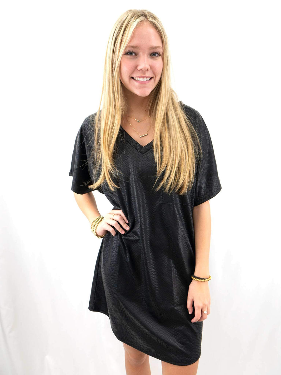 Faux Leather Black Snakeskin Dress S Faux Leather Black Snakeskin Dress S