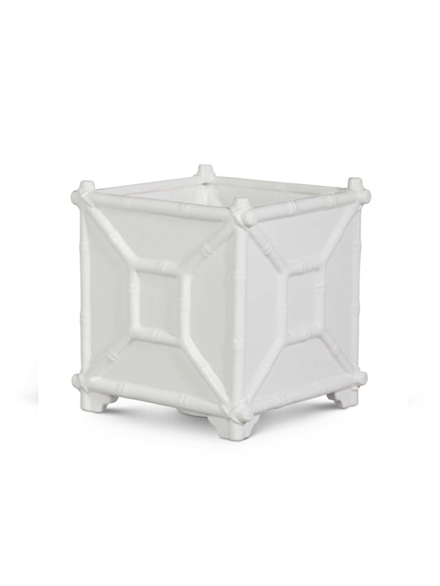 white plastic planter box White Bamboo Planter Decor by RAZ Imports – Casual Camel Boutique