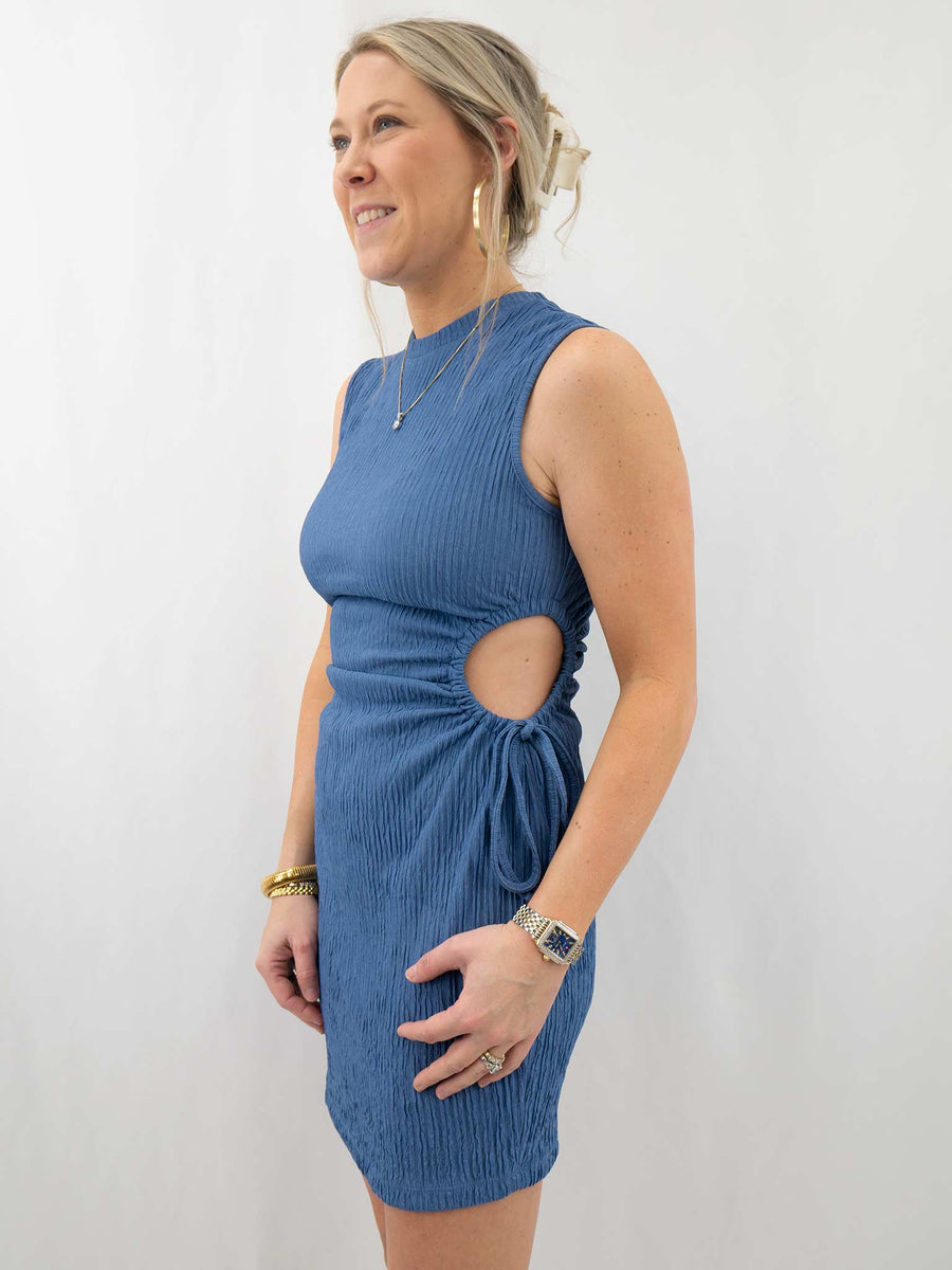 Blue Cutout Side Mini Dress | HYFVE L Blue Cutout Side Mini Dress | HYFVE L