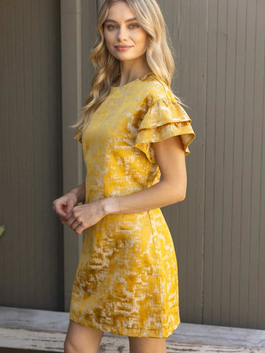 slim fit dress slacks Ava Presley 47136 Short Homecoming Dress Gold / 2