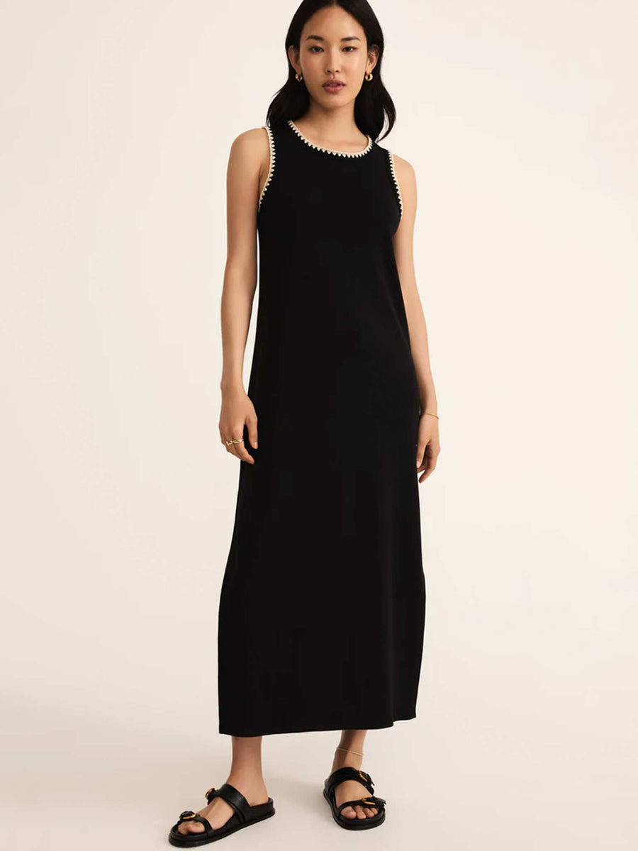 delamer whipstitch rib midi dress Z Supply Delamer Whipstitch Rib Midi Dress In Black