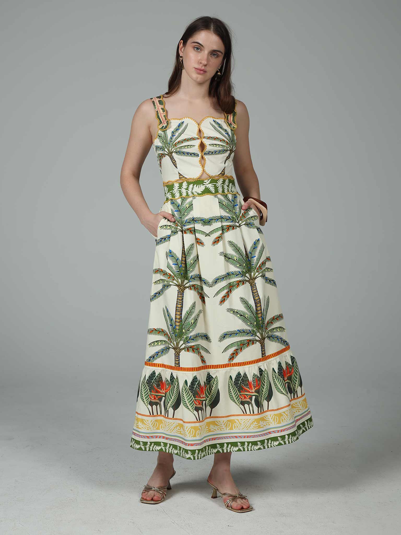 sydney midi dress Sydney Tropical Print Midi Dress L