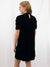 black velvet dress on model from back