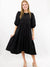 tiered simple black midi dress