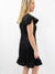 black suede ruffle dress from side