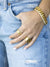 gold chunky chain bracelet on model