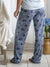 navy and light blue floral pajama pants