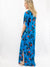 blue floral maxi dress from back on model