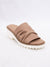 taupe crinkle top sandal from front