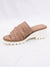 taupe crinkle top sandal from side