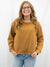 mineral wash cropped camel pullover on model from front