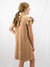 camel faux suede dress on model from back