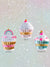 Glitterville Studios Sweet Cupcake Ornaments labeled