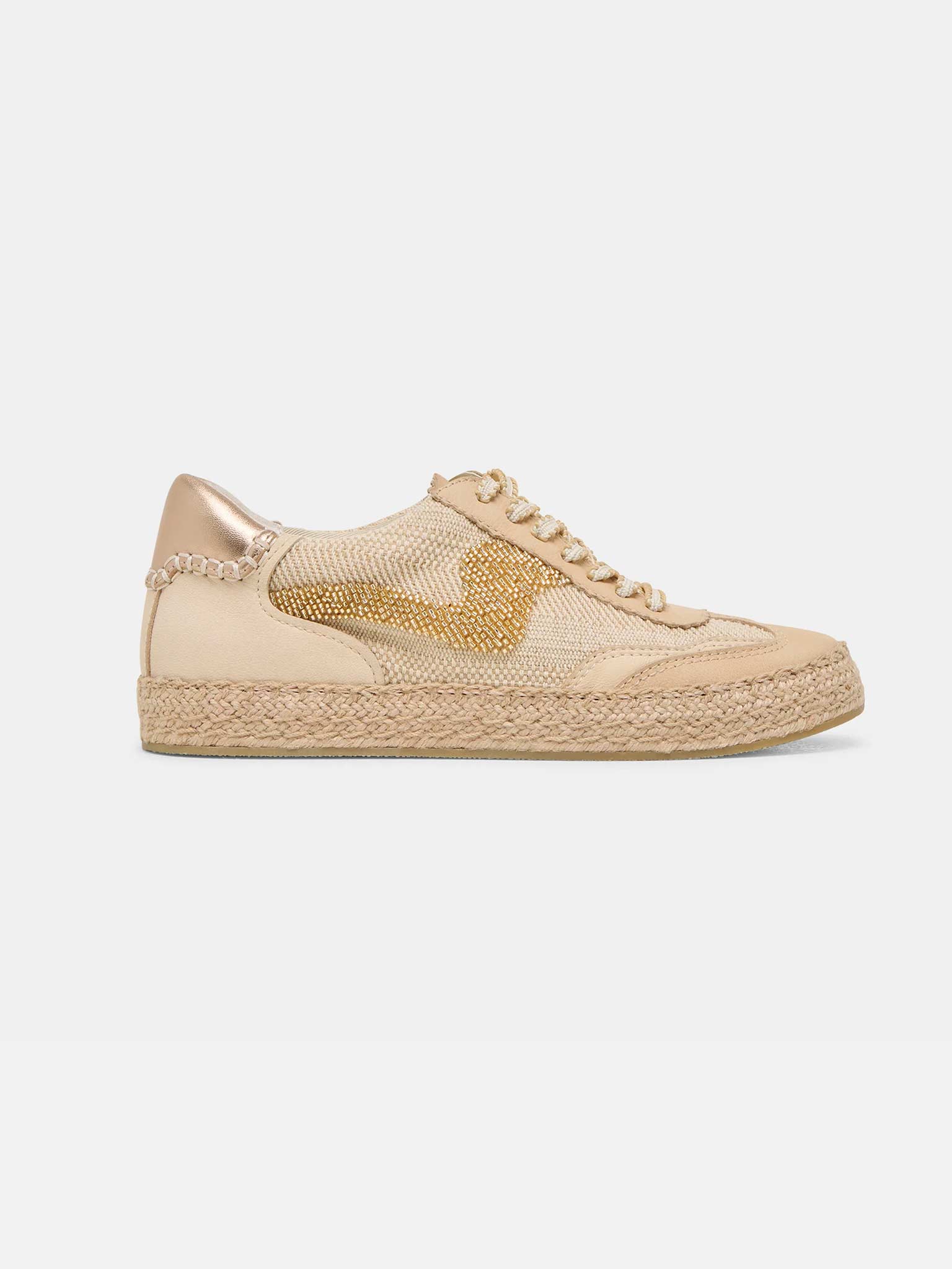 Dolce Vita Notice Espadrille Bead Sneakers in Gold Multi Burlap