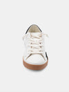 Dolce Vita Zina White and Black Leather Sneaker shown from front