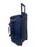 greek navy luxury duffle bag with wheels from back with pull handle