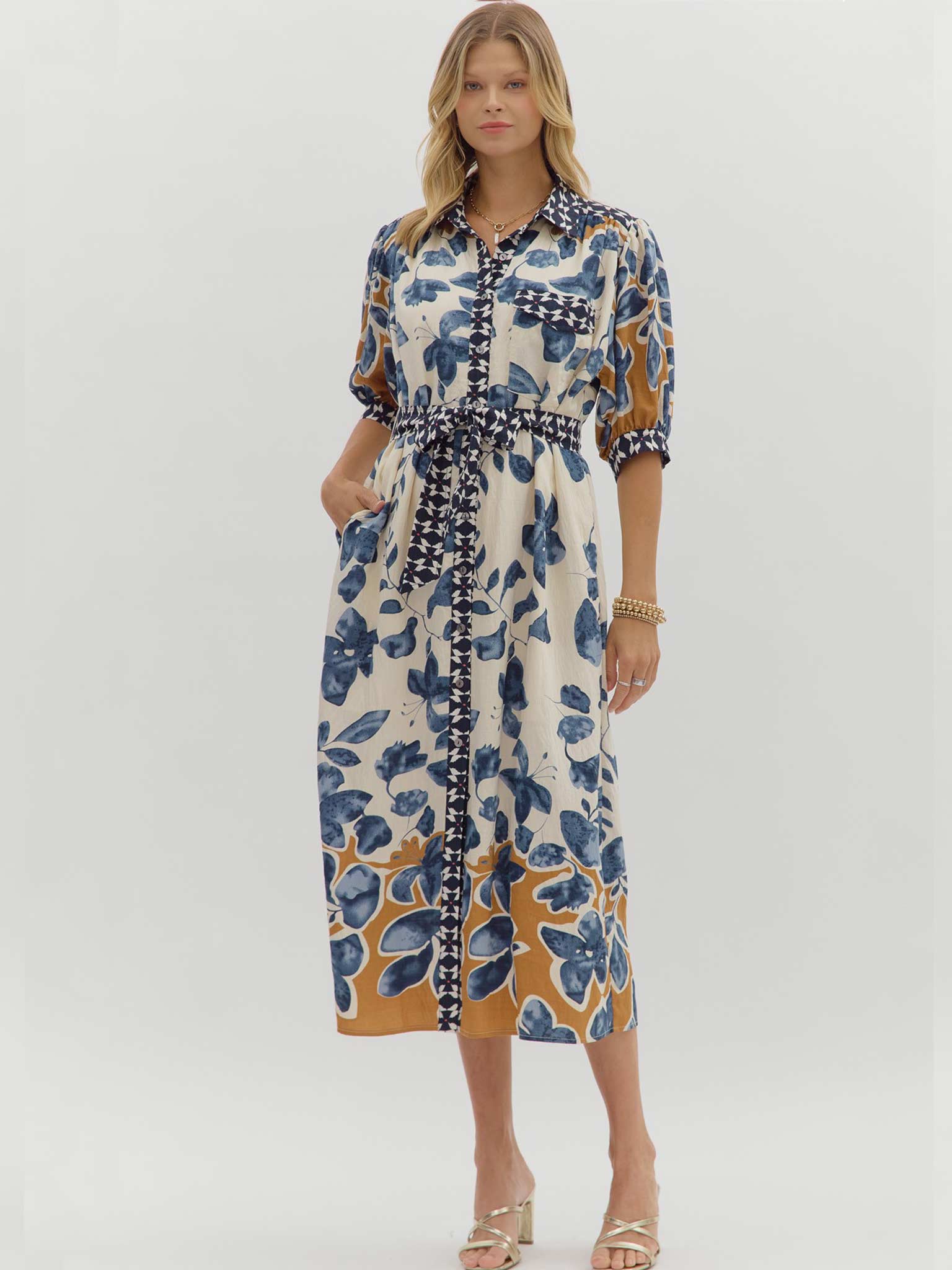 Botanical Belle Midi Dress Slate Blue / M Botanical Belle Midi Dress Slate Blue / M