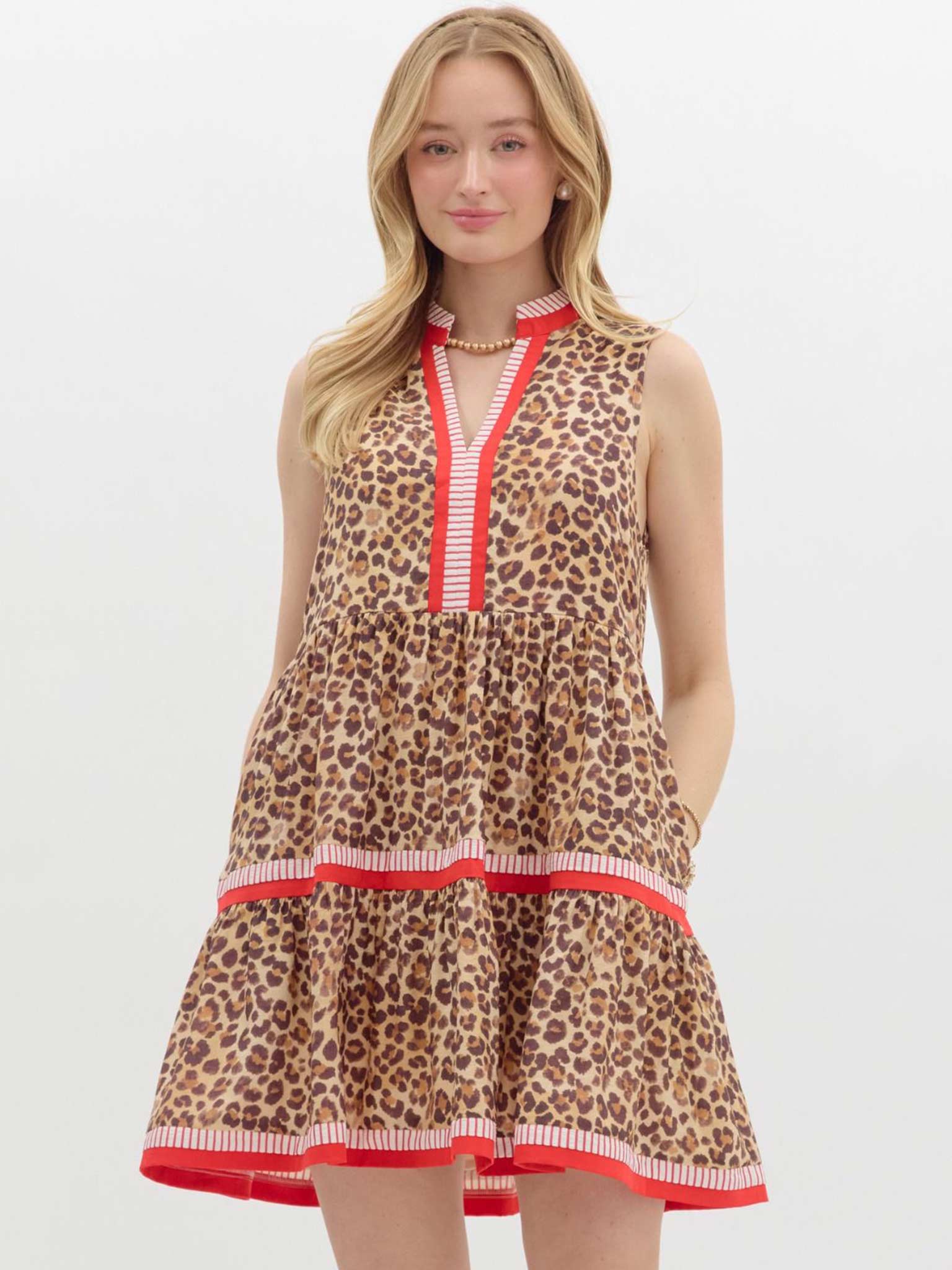 Women's Leopard Print Summer Dress - Sleeveless, Crewneck, Side Pockets, 2025 Casual Style - View #7
