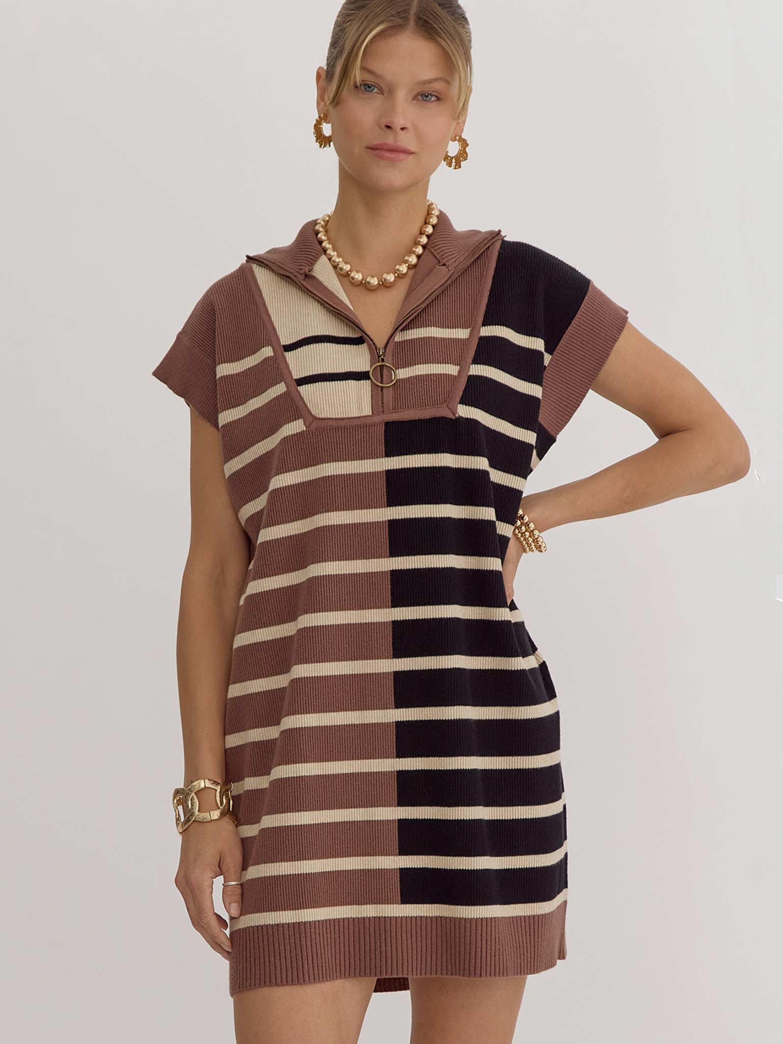 brown and black striped dress Cornell Brown Stripe Maxi Dress - US 6