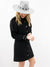 black button up shirt dress with stud details from side