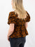 brown and black floral top from back