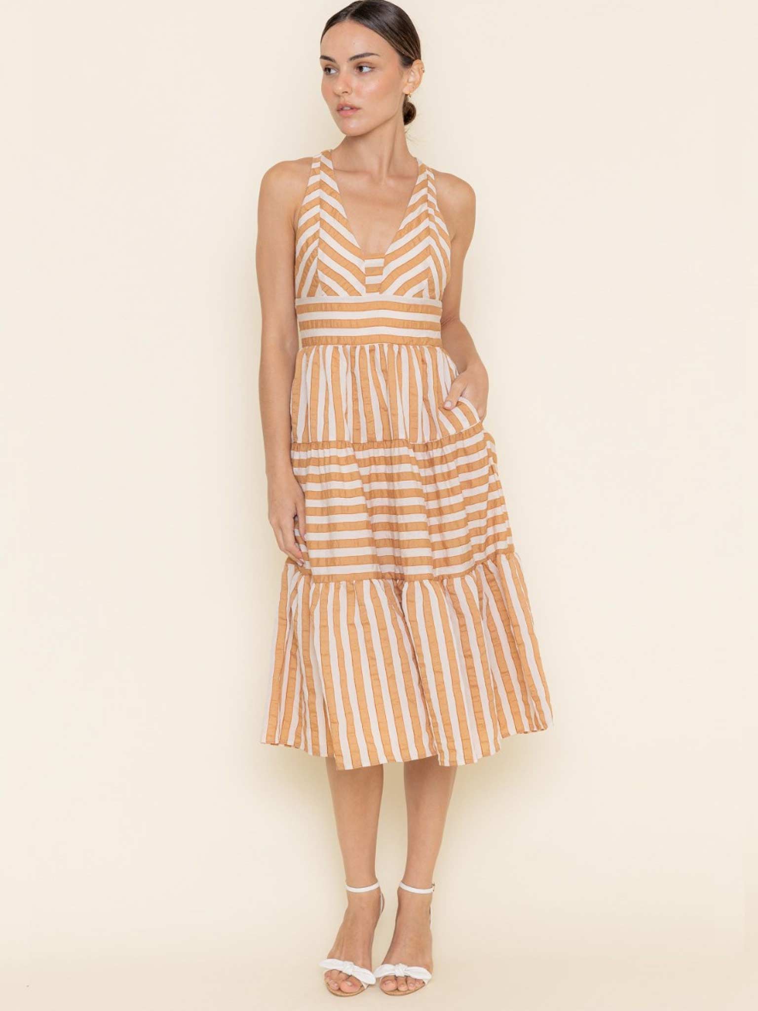 knee length dresses for ladies Red Boat Neck Midi Dress