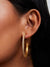thick gold pave hoops on model