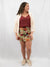 vintage floral mini skirt on model