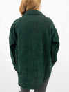hunter green corduroy shacket on model from front back