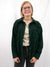 hunter green corduroy shacket on model from front 