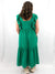 kelly green maxi dress with ruffle sleeves from back