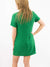 green tweed dress on model from back