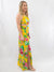 yellow tropical print maxi dress from side