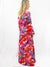 floral pink maxi dress from back on model