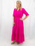 hot pink long maxi on model from front side