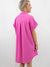 hot pink button up shirt dress from back on model