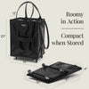 Size guide for Hulken bag in medium size in black when open or stored flat