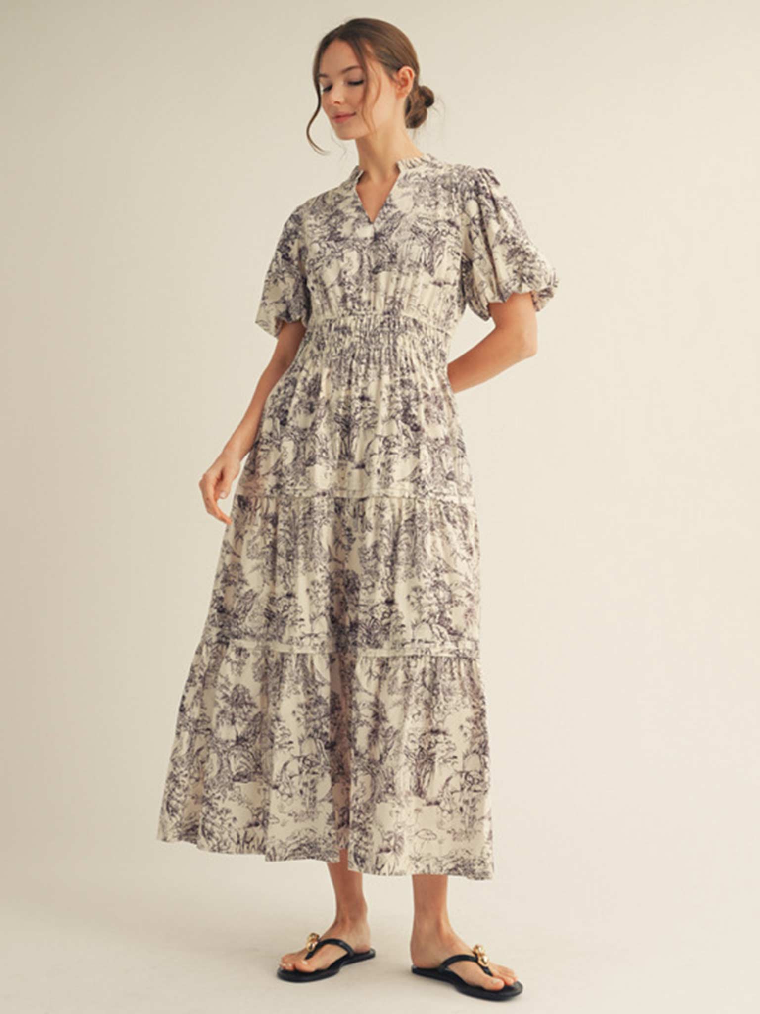 jodifl floral maxi dress Frill Neck Toile Maxi Dress
