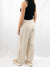linen fabric crop pants on model from back