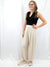 linen fabric crop pants from front